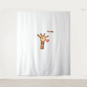 Emoji winking küssend Herz-Giraffe Gesicht Wandteppich