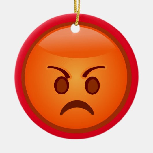 Emoji wütendes Gesicht Keramik Ornament (Vorne)