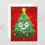 Emoji Xmas Baumdesign Feiertagspostkarte (Vorne/Hinten)