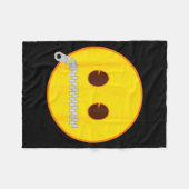 Emoji Zip Zipper Mouth Yellow Smile Face Fleecedecke (Vorderseite (Horizontal))