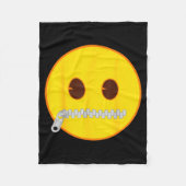 Emoji Zip Zipper Mouth Yellow Smile Face Fleecedecke (Vorderseite)