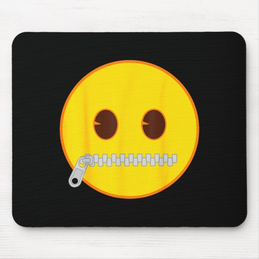 Emoji Zip Zipper Mouth Yellow Smile Face Mousepad (Vorne)