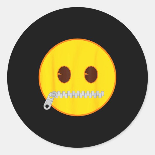 Emoji Zip Zipper Mouth Yellow Smile Face Runder Aufkleber (Vorderseite)