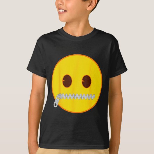 Emoji Zip Zipper Mouth Yellow Smile Face T-Shirt (Vorderseite)