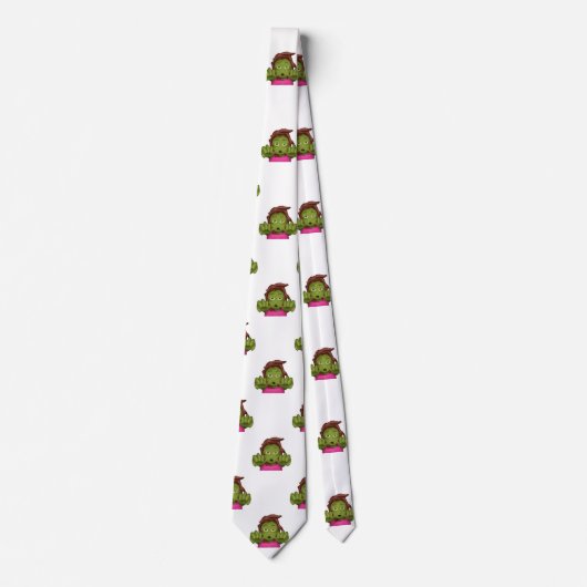 Emoji Zombie Frau menswees Männchen Krawatte (Vorderseite)
