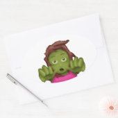 Emoji Zombie Ovaler Aufkleber (Umschlag)