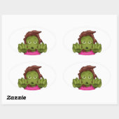 Emoji Zombie Ovaler Aufkleber (Blatt)