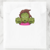 Emoji Zombie Ovaler Aufkleber (Tasche)