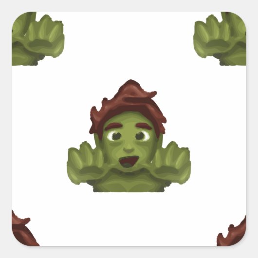 Emoji Zombie Quadratischer Aufkleber (Vorderseite)