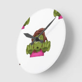 Emoji Zombie Runde Wanduhr (Winkel)