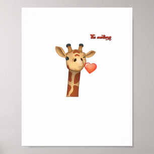Emoji zwinkernd küssend Herz Giraffe Gesicht Poster