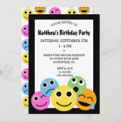 Emojis Emoticons Geburtstagsparty Einladung (Vorne/Hinten)