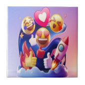 Emojis entfesselt Spaß, farbenfrohe Abenteuer Fliese (Vorderseite)
