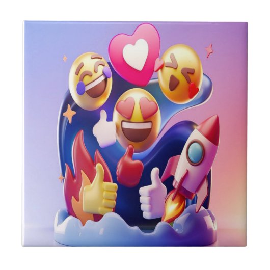 Emojis entfesselt Spaß, farbenfrohe Abenteuer Fliese (Vorderseite)