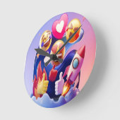 Emojis entfesselt Spaß, farbenfrohe Abenteuer Runde Wanduhr (Winkel)