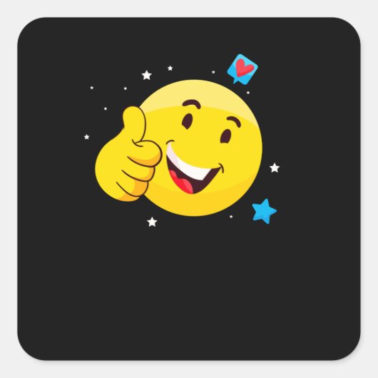 Emote Smile thumbs Emoticon Funny Gesicht Quadratischer Aufkleber (Vorderseite)