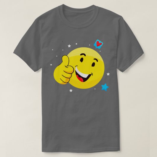 Emote Smile thumbs Emoticon Funny Gesicht T-Shirt (Design vorne)
