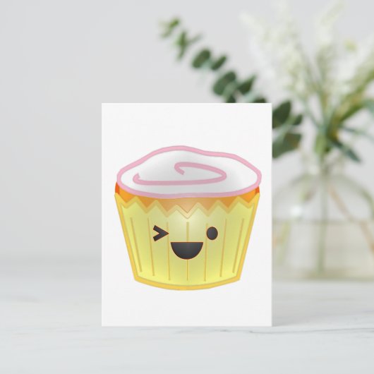 Emoticon Cupcake Postkarte (Stehend Vorderseite)