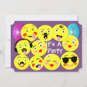 Emoticon Funny Niedlich Trendy Faces Party Einladung (Vorderseite)