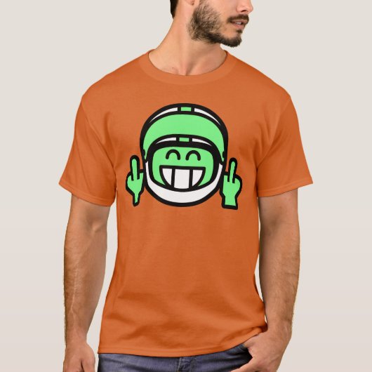 Emoticon Grin with Motorcycle Helmet Stinkfinger r T-Shirt (Vorderseite)