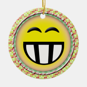 EMOTICON-GROSSES TOOTHY GESICHT KERAMIKORNAMENT