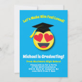 "Emoticon Heart Eyes Face Niedlich Graduation Part Einladung (Vorderseite)