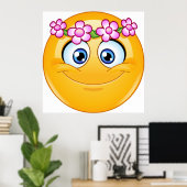 Emoticon mit Blumenkranz Poster (Heimbüro)