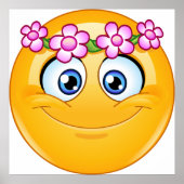 Emoticon mit Blumenkranz Poster (Vorne)