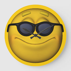 Emoticon mit Sonnenbrille Große Wanduhr
