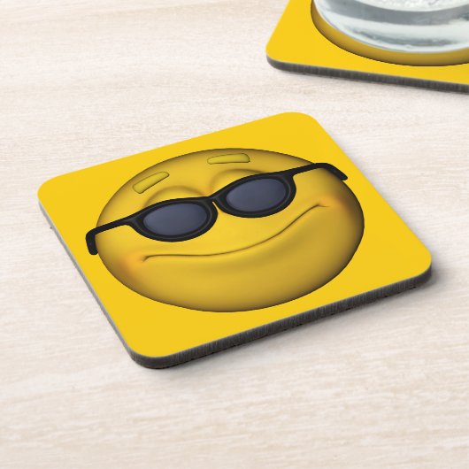 Emoticon mit Sonnenbrille Untersetzer (Linke Seite)