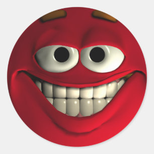 Emoticon Rot Runder Aufkleber