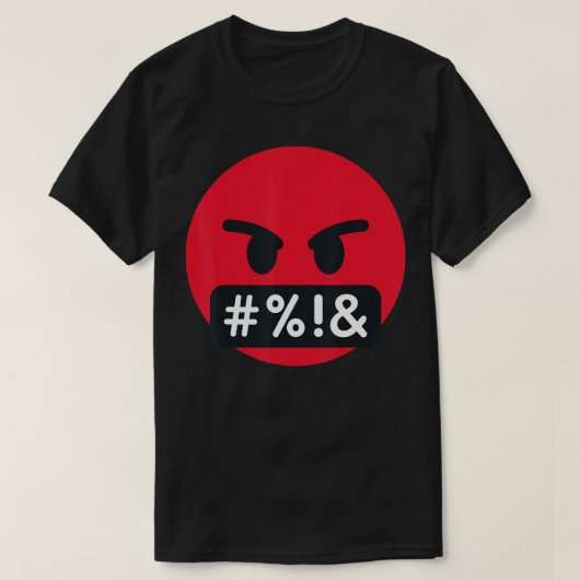 Emoticon Schweres Gesicht mit Symbolen für den Mun T-Shirt (Design vorne)