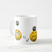 Emoticon spielt Fußball, Cartoonart Kaffeetasse (Vorderseite Links)