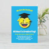 Emoticon Star Eyes Niedlich Graduation Party Einladung (Stehend Vorderseite)