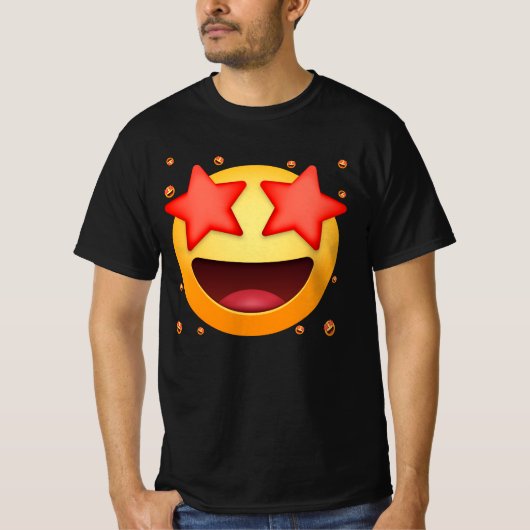 Emoticon Star Struck Star Eyes lächelnd Gesicht St T-Shirt (Vorderseite)