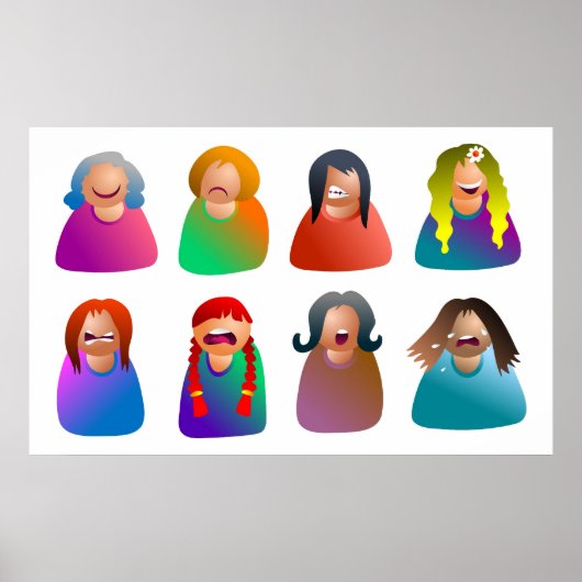 Emoticons bei Frauen Poster (Vorne)