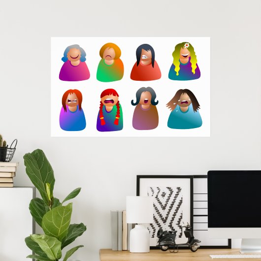 Emoticons bei Frauen Poster (Heimbüro)