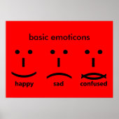 Emoticons, Happy, Sad and Confused Poster (Vorne)
