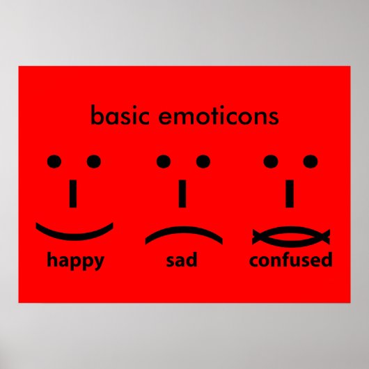 Emoticons, Happy, Sad and Confused Poster (Vorne)