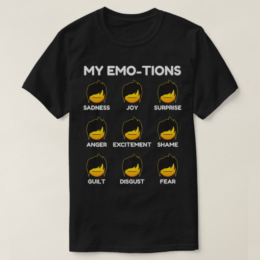 Emotion Emoticon Inspired Emo Feelings Related Emo T-Shirt (Design vorne)