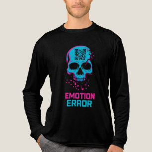 Emotion Error Glitch Skull Grafik Langarm T-Shirt Tri-Blend Shirt