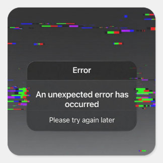 Emotion.exe Fehler-Popup-Aufkleber Tech Meme AI Hu Quadratischer Aufkleber