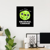 Emotional Cabbage Funny Veggie Pun Dark BG Poster (Heimbüro)