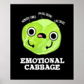 Emotional Cabbage Funny Veggie Pun Dark BG Poster (Vorne)
