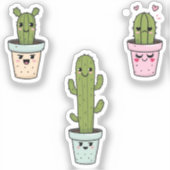Emotional Cactus Trio Sticker - Niedliche Funny Pf (Vorderseite)