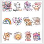 Emotional Emoji Sticker Bundle – Cute Expression S (Blatt)