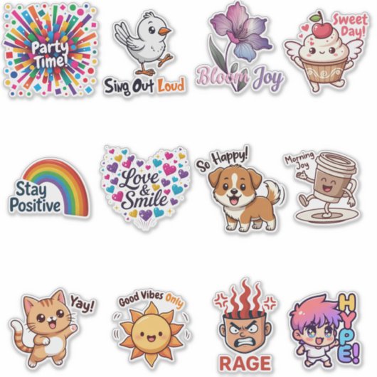 Emotional Emoji Sticker Bundle – Cute Expression S (Vorderseite)