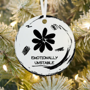 Emotional instabile lustige Schwarz-Weiß-Blume Ornament Aus Metall