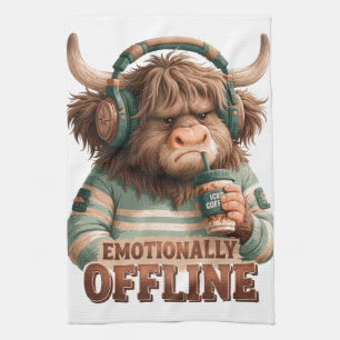 Emotional Offline Highland-Kuh-Grafik Geschirrtuch