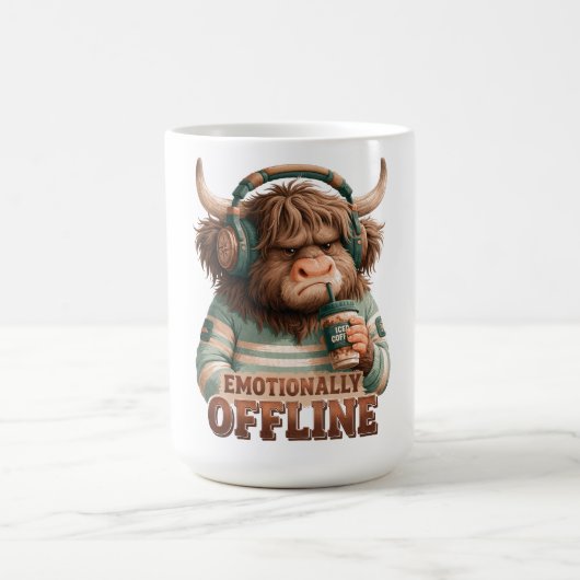 Emotional Offline Highland-Kuh-Grafik Kaffeetasse (Mittel)
